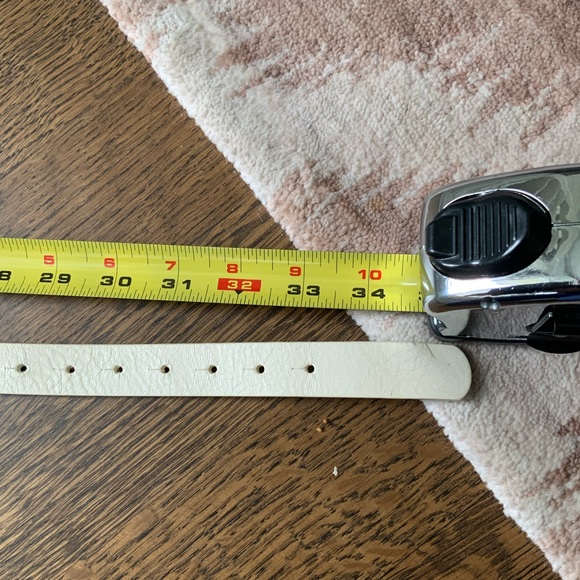 DOROTHEE SCHUMACHER FARFETCH Pebbled Cream Leather Brown Metal Disc Belt Size 85 - Picture 4 of 16